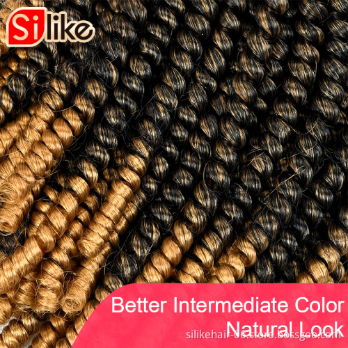 Spring Twist 8''12" 110g Luxury Fluffy  CrochetHair Extensions Black Brown Burgundy Ombre Crochet Braids Synthetic Braiding Hair
